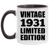 93rd Birthday Vintage 1931 Limited Edition - 11oz Accent Mug Black