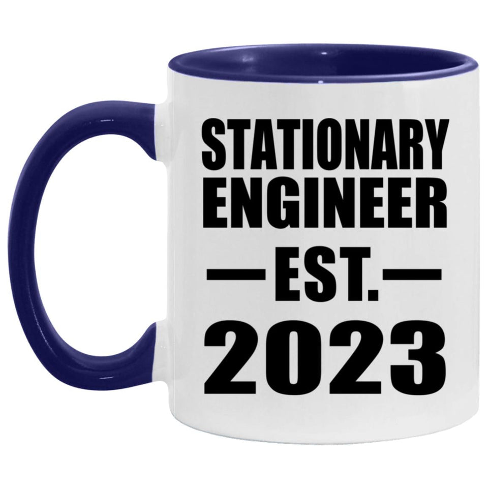 Stationary Engineer Established Est. 2023 - 11oz Accent Mug Purple