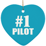 Number One #1 Pilot - Heart Ornament