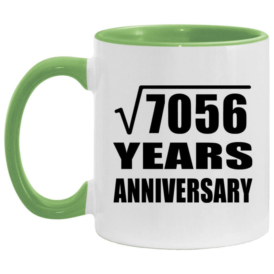 84th Anniversary Square Root of 7056 Years Anniversary - 11oz Accent Mug Green