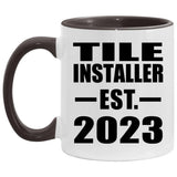 Tile Installer Established EST. 2023 - 11oz Accent Mug Black