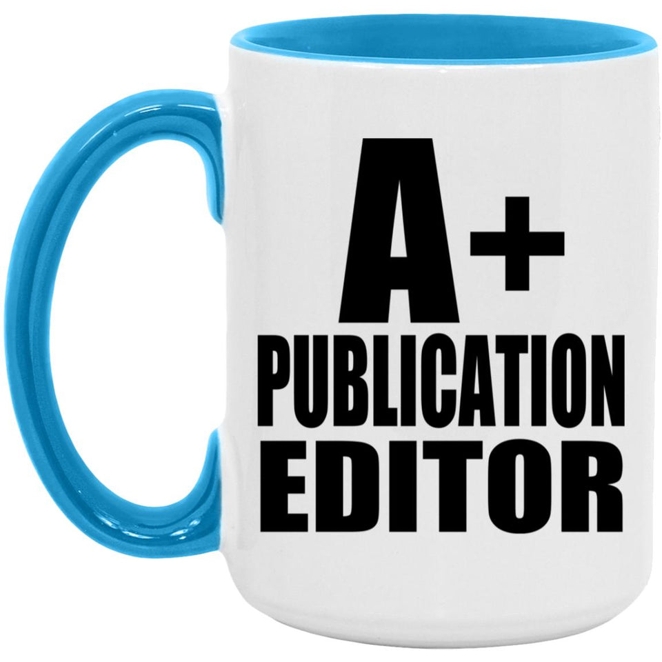 A+ Publication Editor - 15oz Accent Mug Blue