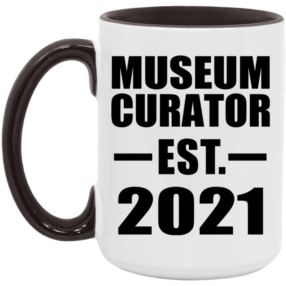 Museum Curator Established EST. 2021 - 15oz Accent Mug Black