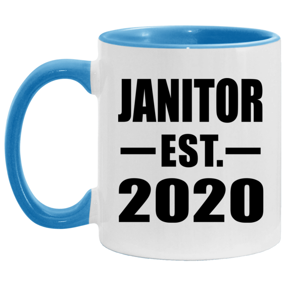 Janitor Established EST. 2020 - 11oz Accent Mug Blue
