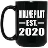 Airline Pilot Established EST. 2020 - 15oz Coffee Mug Black
