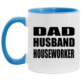 Dad Husband Houseworker - 11oz Accent Mug Blue