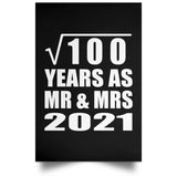 10th Anniversary Square Root of 100 Years As Mr & Mrs 2021 - Poster Portrait