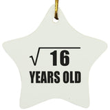 4th Birthday Square Root of 16 Years Old - Star Ornament