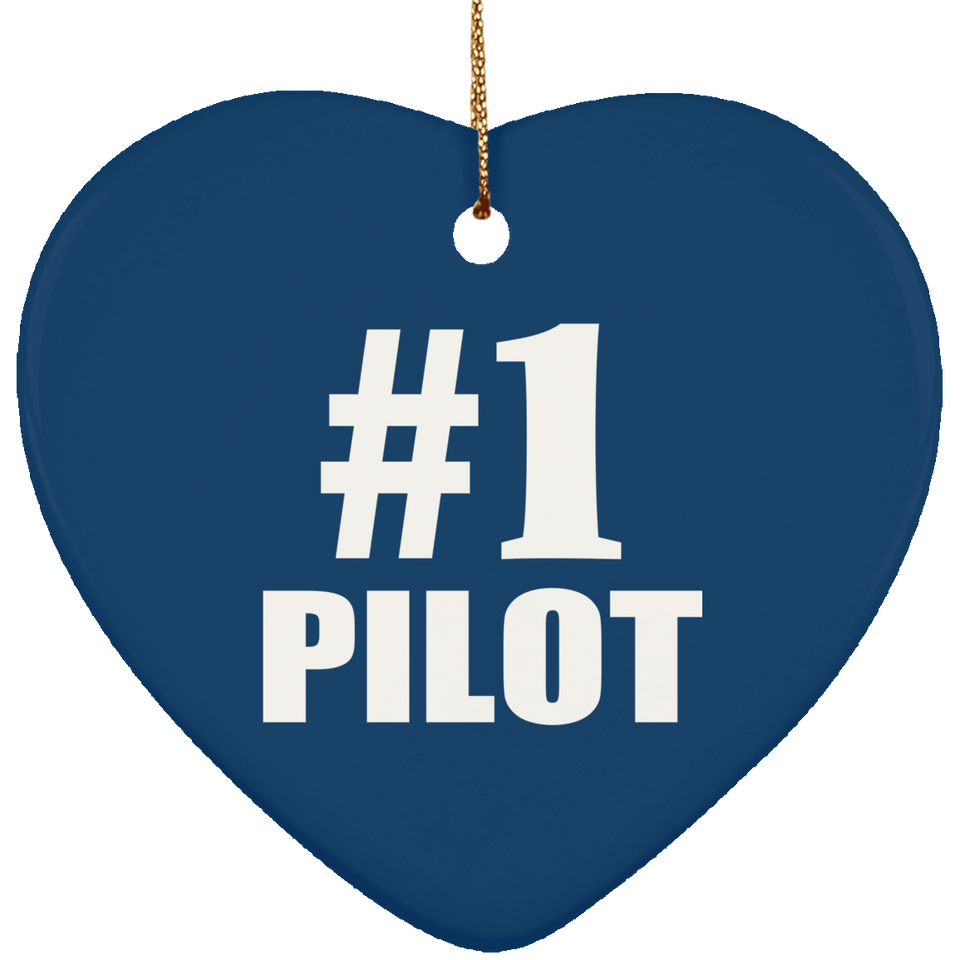 Number One #1 Pilot - Heart Ornament