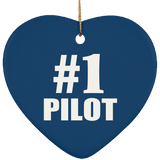 Number One #1 Pilot - Heart Ornament