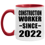 Construction Worker Since 2022 - 11oz Accent Mug Red