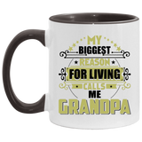My Biggest Reason For Living Calls Me Grandpa - 11oz Accent Mug Black