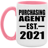 Purchasing Agent Established EST. 2021 - 15oz Accent Mug Pink