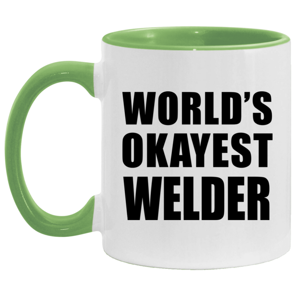 World's Okayest Welder - 11oz Accent Mug Green