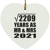 47th Anniversary Square Root of 2209 Years As Mr & Mrs 2021 - Heart Ornament