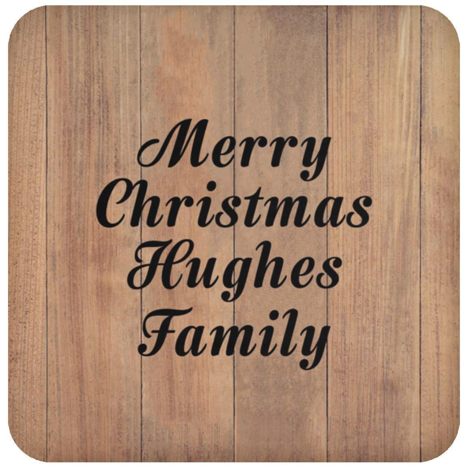 Merry Christmas Hughes Family - Drink Coaster C