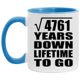 69th Anniversary Square Root of 4761 Years Lifetime To Go - 11oz Accent Mug Blue