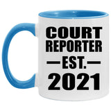 Court Reporter Established EST. 2021 - 11oz Accent Mug Blue