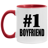 Number One #1 Boyfriend - 11oz Accent Mug Red