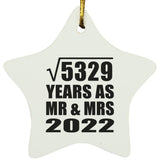 73rd Anniversary Square Root of 5329 Years As Mr & Mrs 2022 - Star Ornament