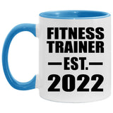 Fitness Trainer Established EST. 2022 - 11oz Accent Mug Blue