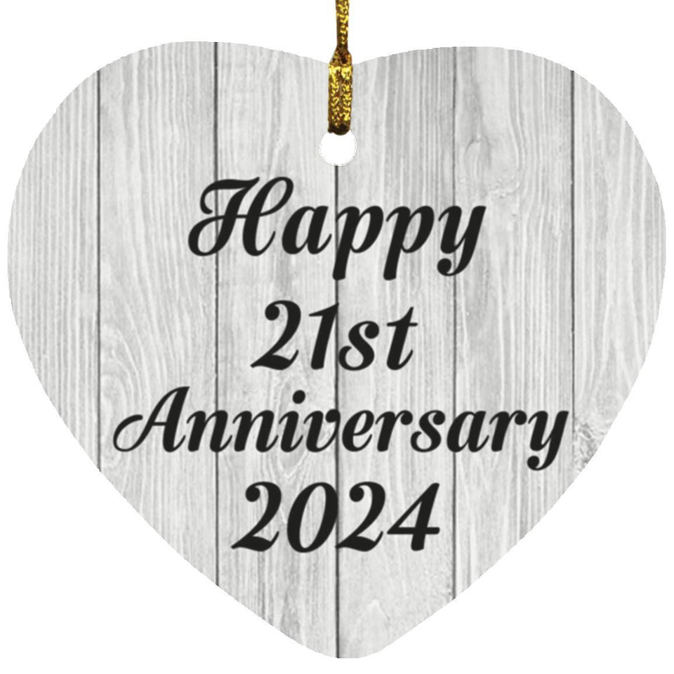 Happy 21st Anniversary 2024 - Heart Ornament F