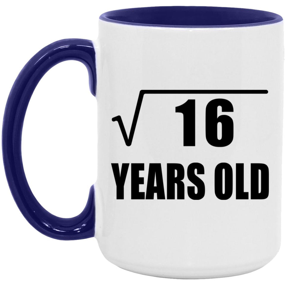 4th Birthday Square Root of 16 Years Old - 15oz Accent Mug Purple