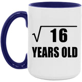 4th Birthday Square Root of 16 Years Old - 15oz Accent Mug Purple