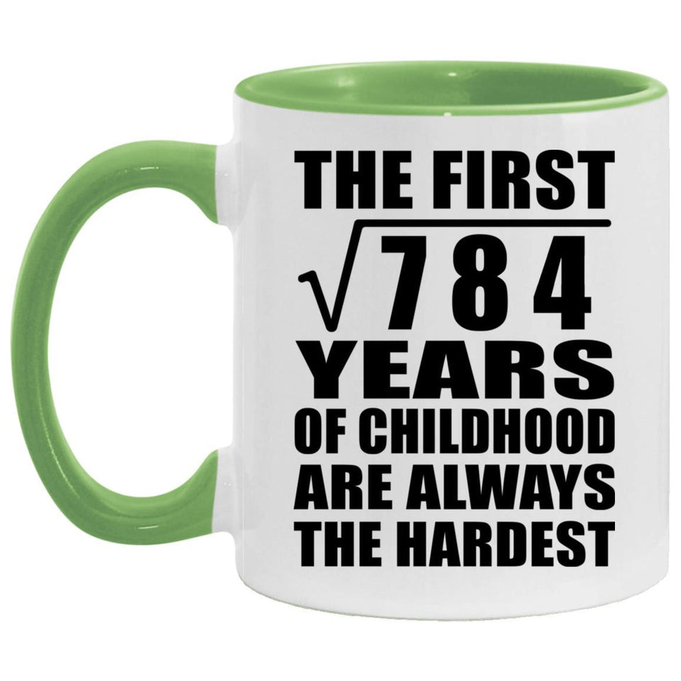 28th Birthday Square Root of 784 Years of Childhood - 11oz Accent Mug Green