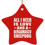 All I Need Is Love And A Bergamasco Sheepdog - Star Ornament