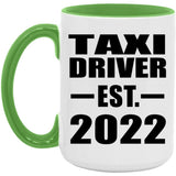 Taxi Driver Established EST. 2022 - 15oz Accent Mug Green