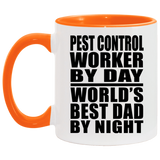 Pest Control Worker By Day World's Best Dad By Night - 11oz Accent Mug Orange