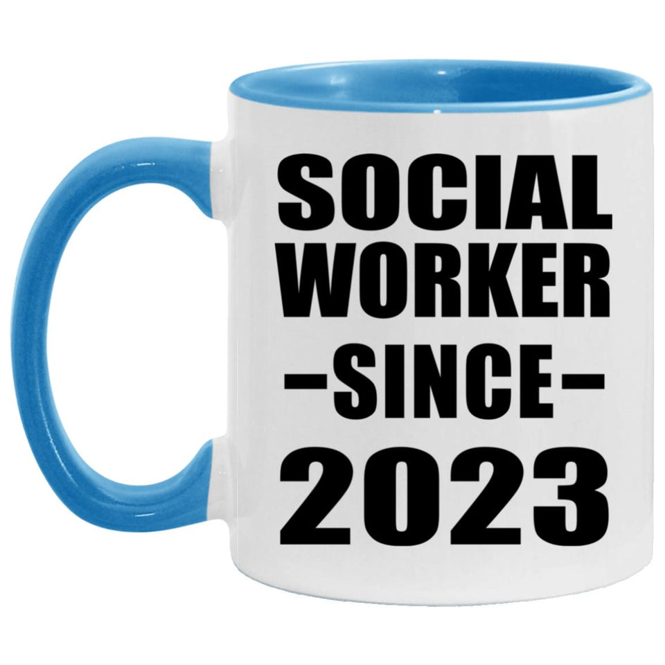 Social Worker Since 2023 - 11oz Accent Mug Blue