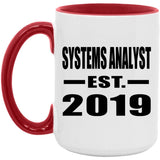 Systems Analyst Established EST. 2019 - 15oz Accent Mug Red