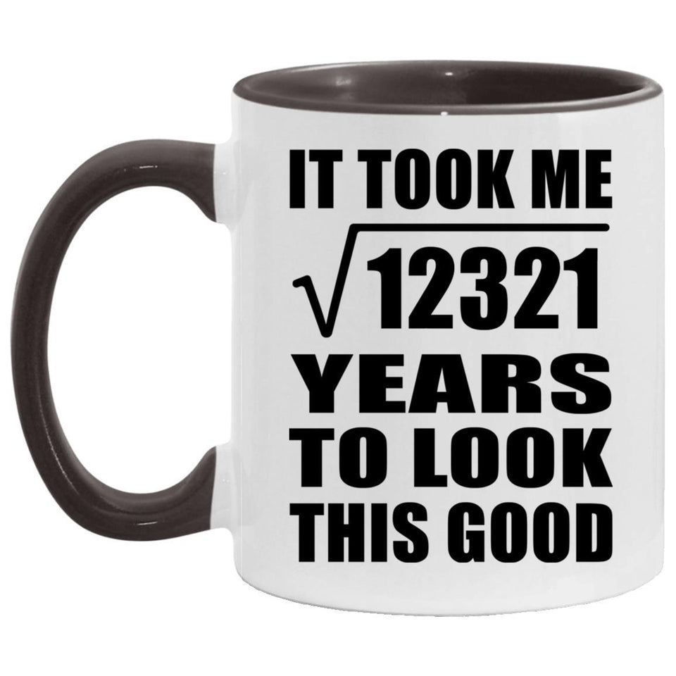111th Birthday Took Square Root of 12321 Years To Look Good - 11oz Accent Mug Black