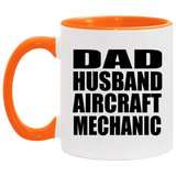 Dad Husband Aircraft Mechanic - 11oz Accent Mug Orange