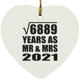 83rd Anniversary Square Root of 6889 Years As Mr & Mrs 2021 - Heart Ornament