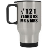 11th Anniversary Square Root of 121 Years As Mr & Mrs - Silver Travel Mug
