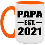 Papa Established EST. 2021 - 15oz Accent Mug Orange