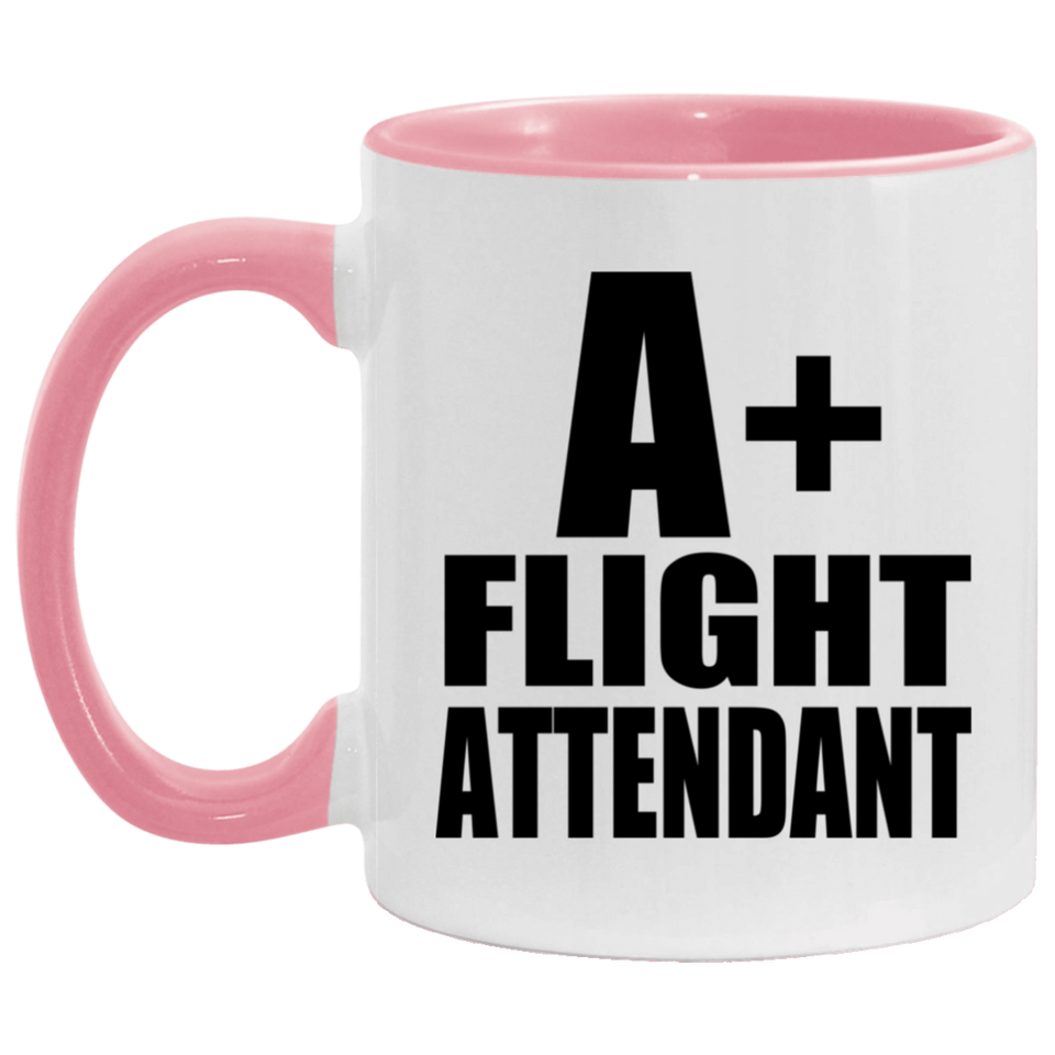A+ Flight Attendant - 11oz Accent Mug Pink