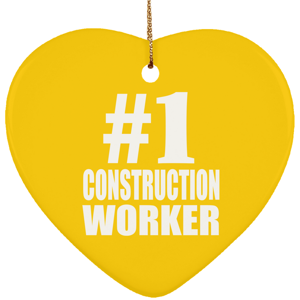 Number One #1 Construction Worker - Heart Ornament