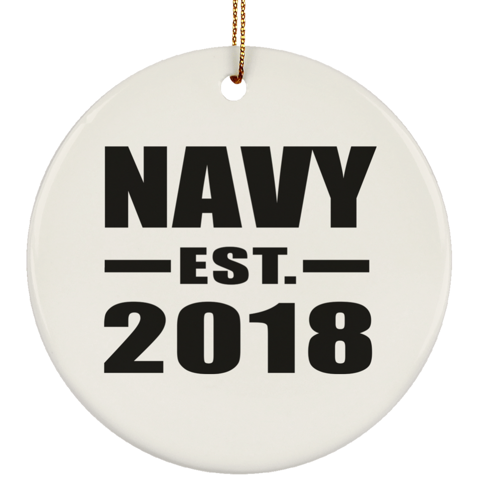 Navy Established EST. 2018 - Circle Ornament