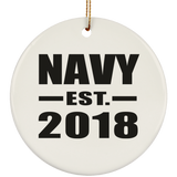 Navy Established EST. 2018 - Circle Ornament