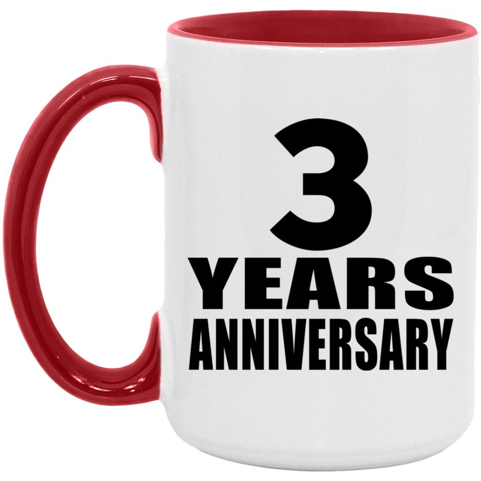3rd Anniversary 3 Years - 15oz Accent Mug Red