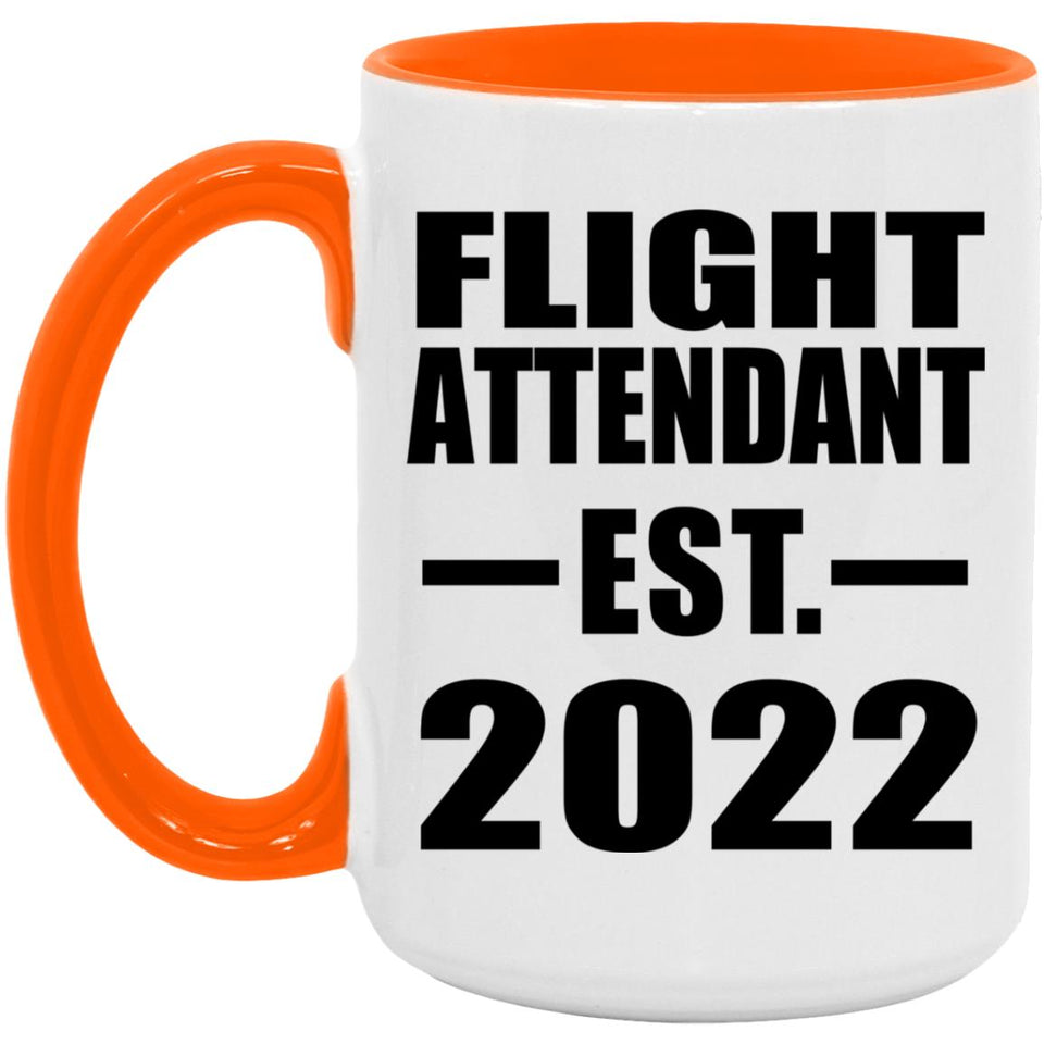 Flight Attendant Established EST. 2022 - 15oz Accent Mug Orange