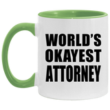 World's Okayest Attorney - 11oz Accent Mug Green