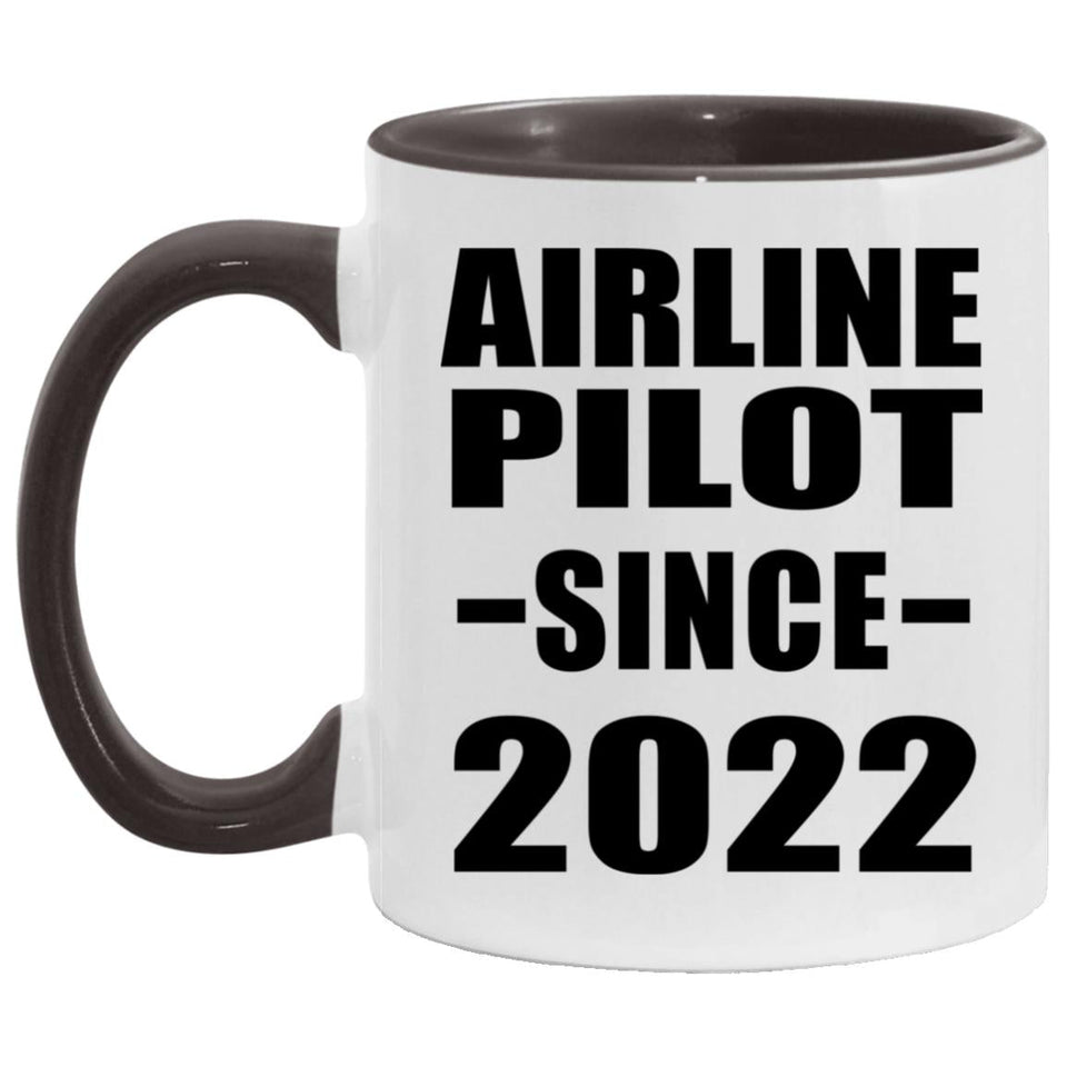 Airline Pilot Since 2022 - 11oz Accent Mug Black
