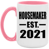 Housemaker Established EST. 2021 - 15oz Accent Mug Pink