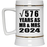 24th Anniversary Square Root of 576 Years As Mr & Mrs 2024 - Beer Stein