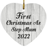 First Christmas As Step Mum 2022 - Heart Ornament F